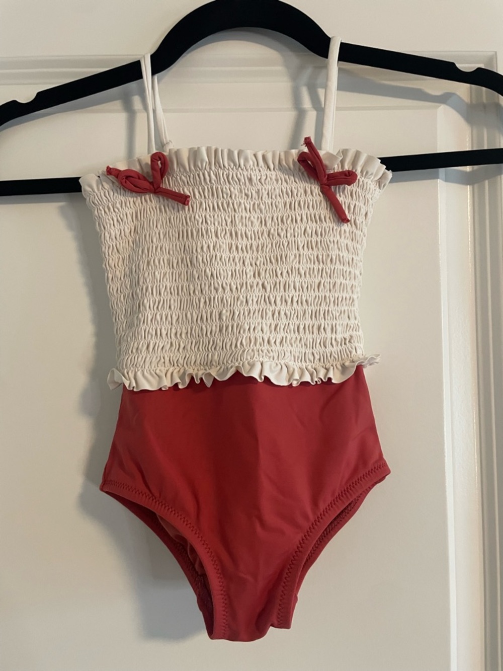 Zara Kids Smocked One-Piece Swimsuit - Terracotta/White - Size 2Y